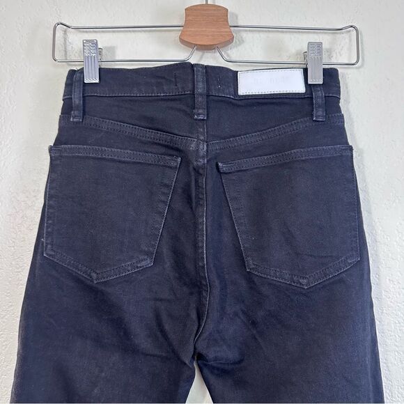 ReDone 90’s High Rise Ankle Crop in Jet Black with Rips Size 25 - Picture 11 of 12